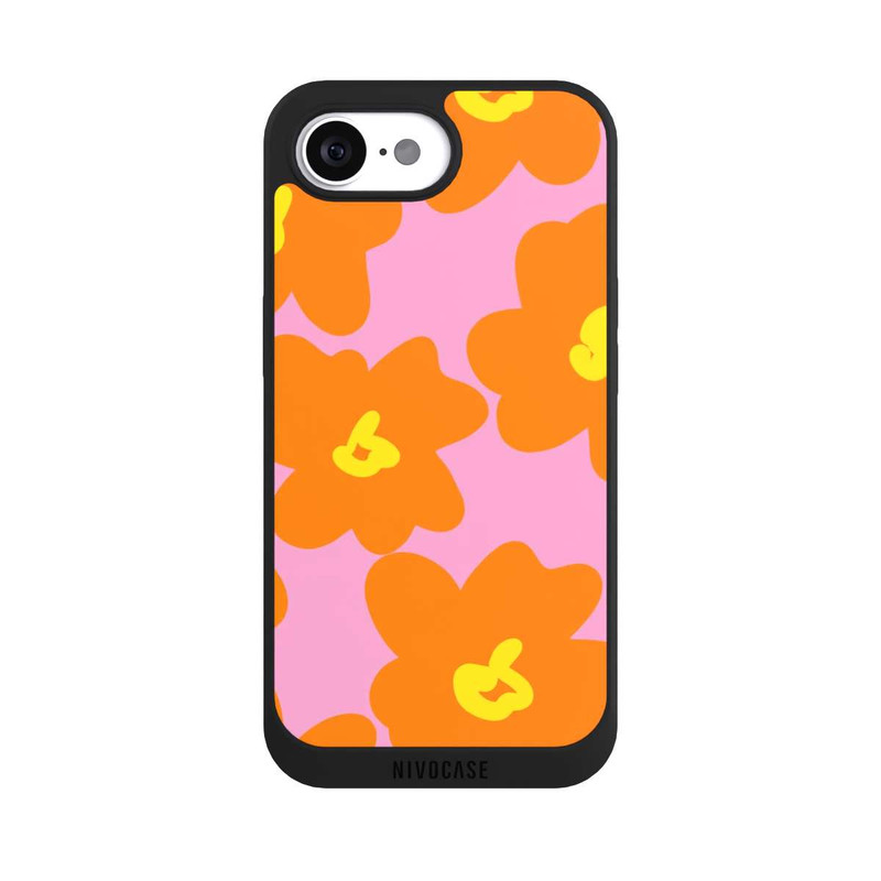 iPhone 16e NIVOpure Retro floral pattern pink and orange
