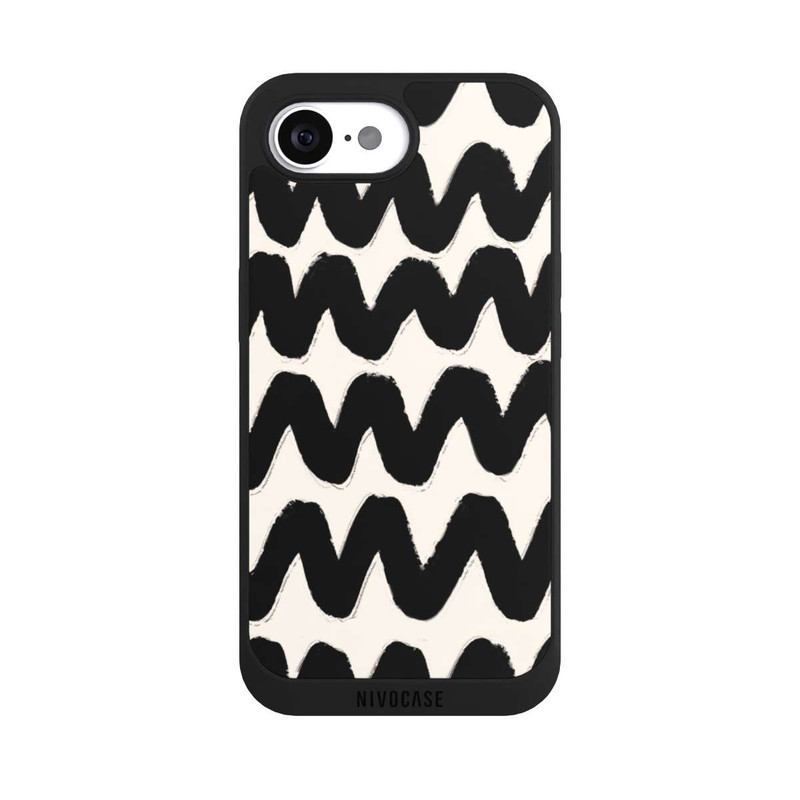 iPhone 16e NIVOpure Black Waves Pattern