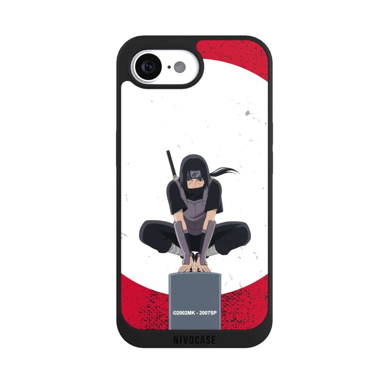 iPhone 16e NIVOpure Itachi Uchiha symbol red background