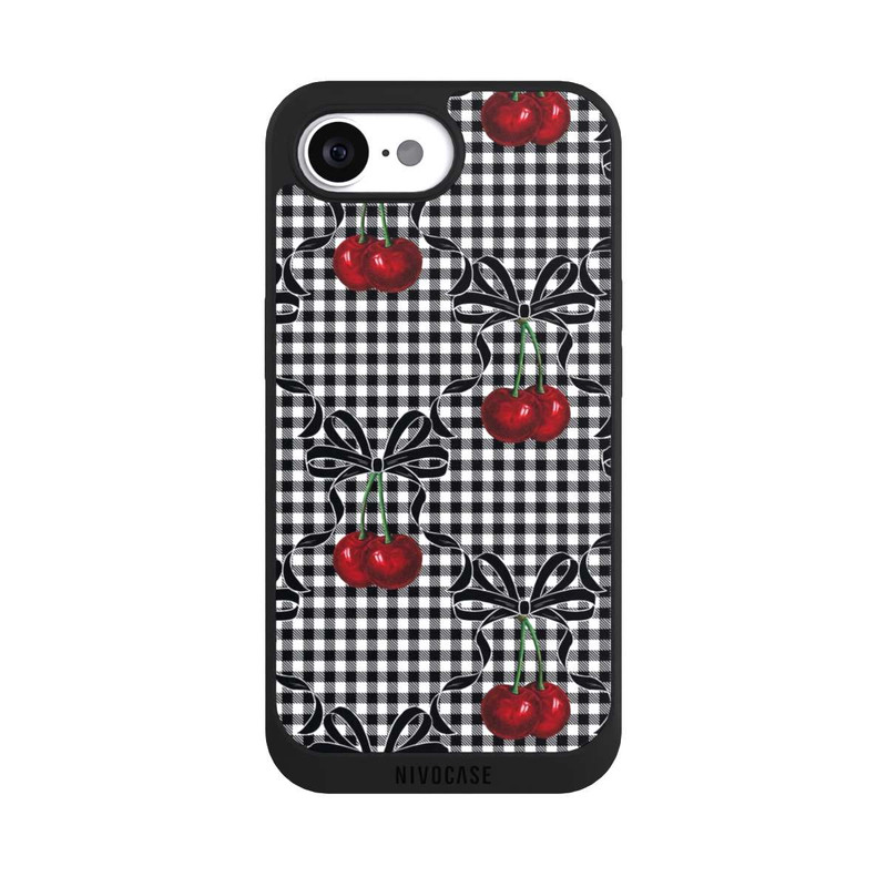iPhone 16e NIVOpure Cherry Pattern Black