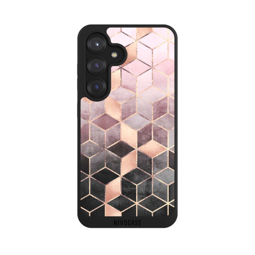 Samsung Galaxy S25 NIVOpure Pink Grey Gradient Cubes Print