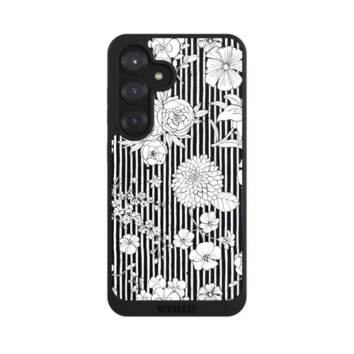 Samsung Galaxy S25 NIVOpure Flowers and Stripes Black and White