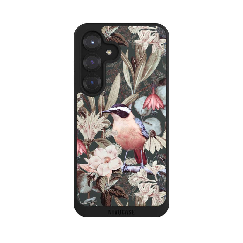 Galaxy S25 NIVOpure Orange Bird in Vintage Flower Pattern