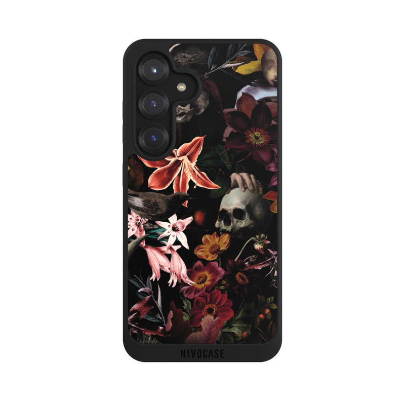 Galaxy S25 NIVOpure Skulls and Flowers on Dark Background