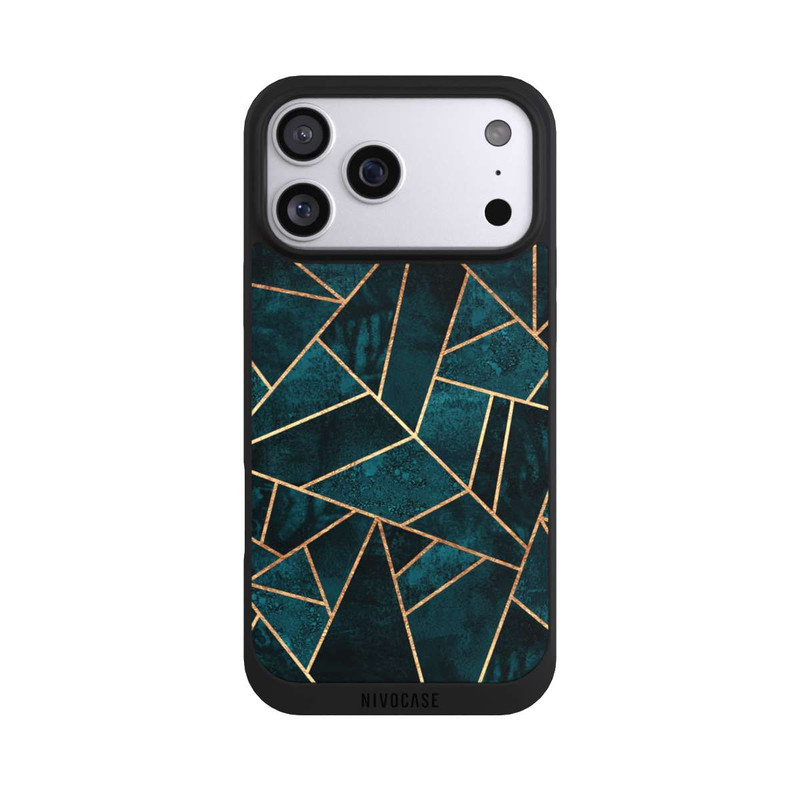 iPhone 17 Pro Max NIVOpure Deep Teal Stone Gold Print