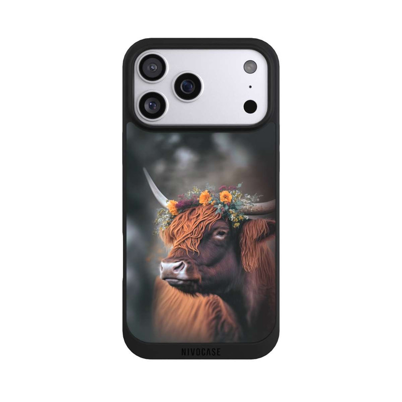 iPhone 17 Pro Max NIVOpure Highland Cow With Flowers with AI